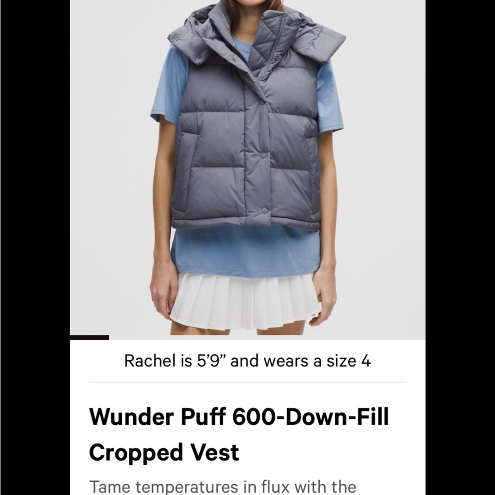 SOLD—Lululemon Wunderpuff 600-down-fill cropped vest